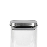 Pote 1,1l 10x10x18cm Quadrado Em Vidro Borossilicato Com Tampa Em Metal